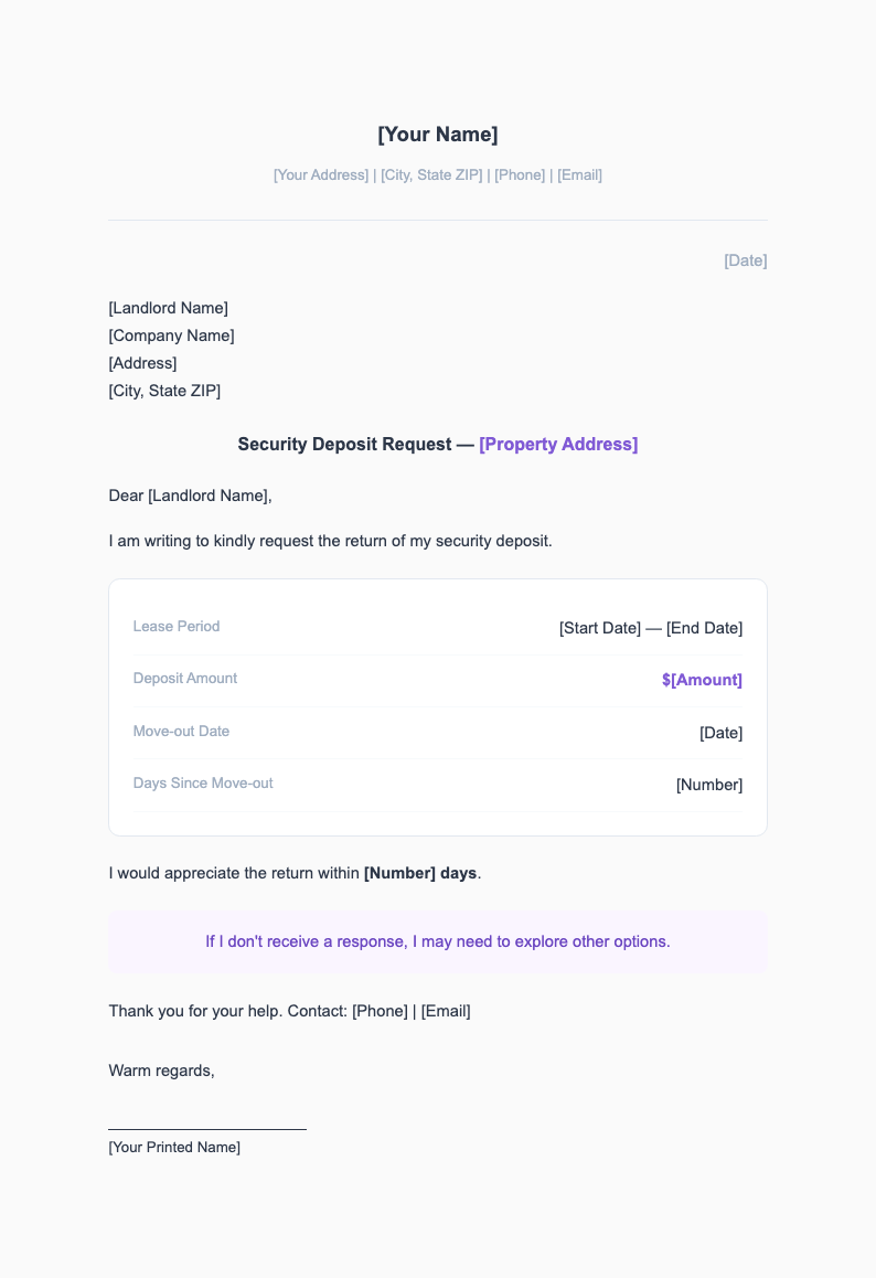 Soft professional demand letter